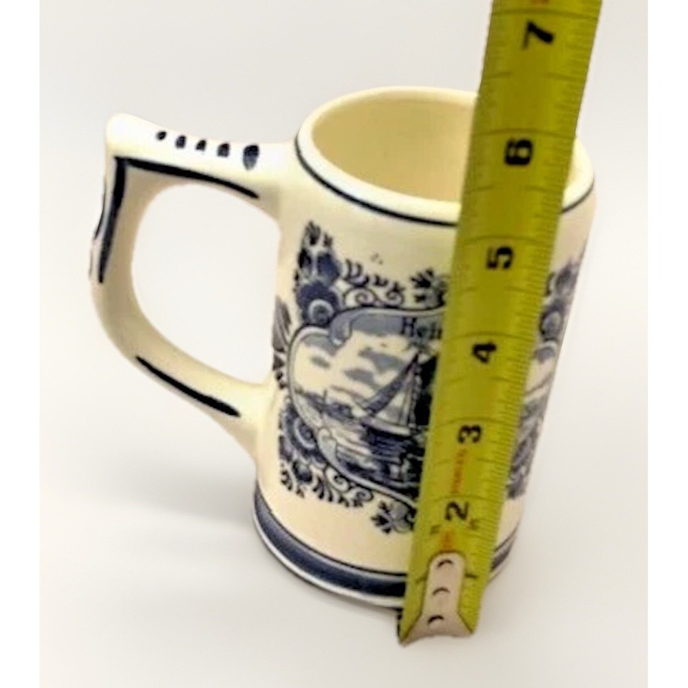 VTG Delft Mug Blue Hand Painted Windmill Cottage Shabby Coastal Decor Retro LRG - Picture 4 of 14